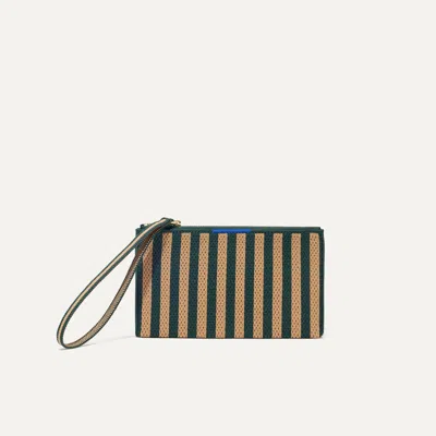 Rothys The Wallet Wristlet In Brown/green In Pine Stripe