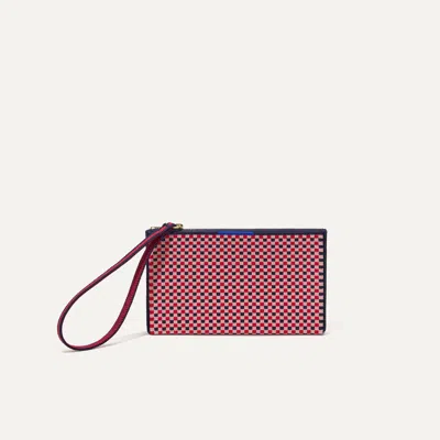 Rothys The Wallet Wristlet In Red/pink In Confetti Micro Check