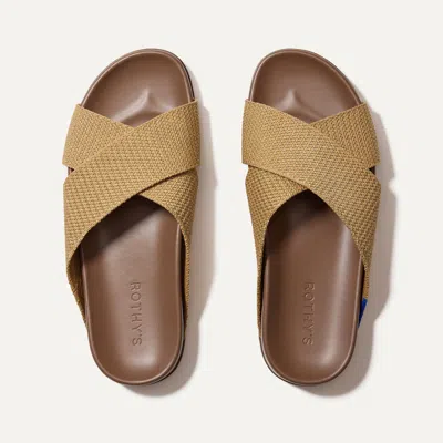 Rothys The Weekend Slide In Brown/metallic In Golden Sun