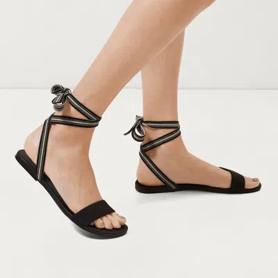 Rothys The Wrap Sandal In Black/neutral