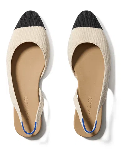 Rothys The Almond Slingback In White In Conch Captoe