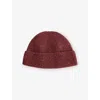 Rototo Mens Nep Seamless Wool Beanie Hat Dark Red In Brown