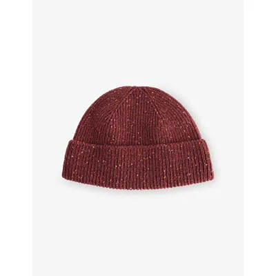 Rototo Mens Nep Seamless Wool Beanie Hat Dark Red In Brown