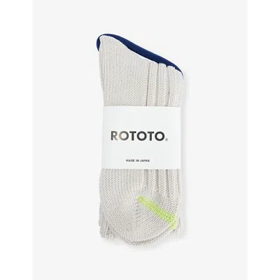 Rototo Mens Chunky Ribbed Mid-calf Cotton-blend Knit Socks Pale Gray