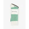 Rototo Mens White/green Vertical Stripe Ribbed Woven Socks In Multi