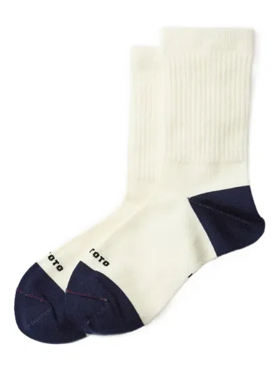 Rototo Ribbed-cuff Socks In Neutral