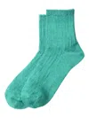 Rototo Ribbed Linen-blend Ankle Socks In Green