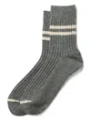 Rototo Striped Ribbed Socks In Gray