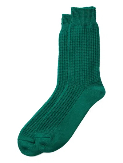 Rototo Waffle Cotton Socks In Green