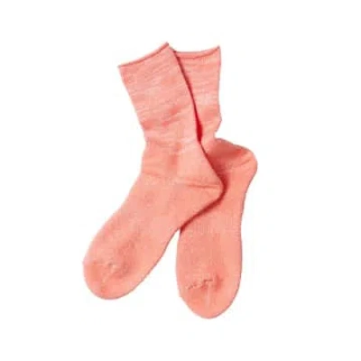 Rototo Washi Pile Crew Socks Flamingo In Pink
