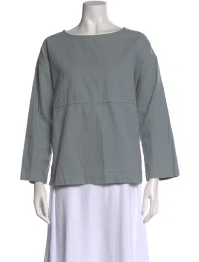 Pre-owned Roucha Bateau Neckline Three-quarter Sleeve Top In Blue