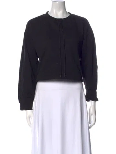 Pre-owned Roucha Crew Neck Long Sleeve Crop Top In Black