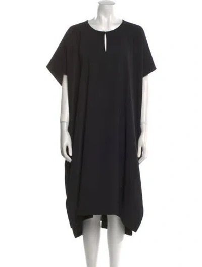 Pre-owned Roucha Crew Neck Midi Length Dress In Black