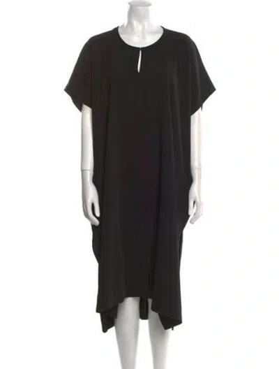 Pre-owned Roucha Crew Neck Midi Length Dress In Black