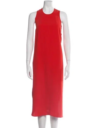 Pre-owned Roucha Crew Neck Midi Length Dress In Red
