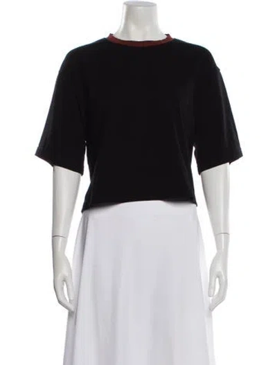 Pre-owned Roucha Crew Neck Short Sleeve Crop Top In Black