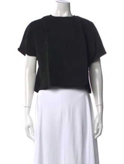 Pre-owned Roucha Crew Neck Short Sleeve Crop Top In Black