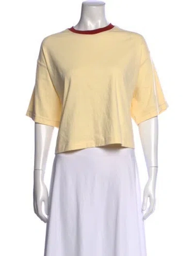 Pre-owned Roucha Crew Neck Short Sleeve Crop Top W/ Tags In Yellow