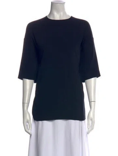 Pre-owned Roucha Crew Neck Three-quarter Sleeve Top In Black