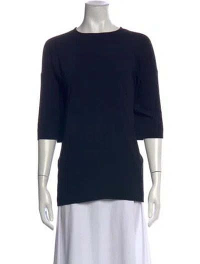 Pre-owned Roucha Crew Neck Three-quarter Sleeve Top In Blue