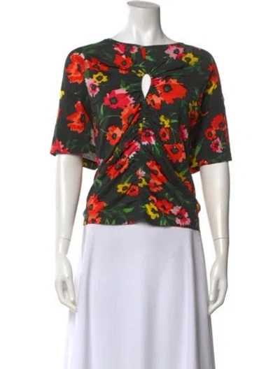Pre-owned Roucha Floral Print Crew Neck Top W/ Tags In Multi