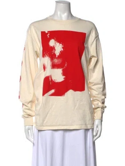 Pre-owned Roucha Graphic Print Crew Neck T-shirt In Neutrals