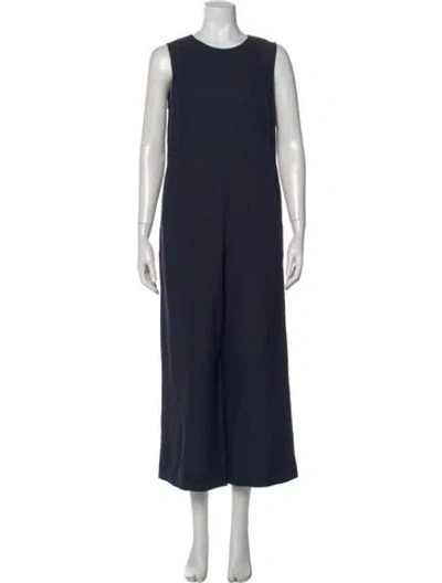 Pre-owned Roucha Linen Crew Neck Jumpsuit In Blue