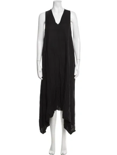 Pre-owned Roucha Linen Long Dress In Black