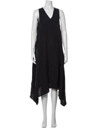 Pre-owned Roucha Linen Midi Length Dress In Blue