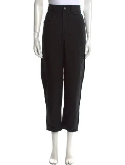 Pre-owned Roucha Linen Straight Leg Pants In Black