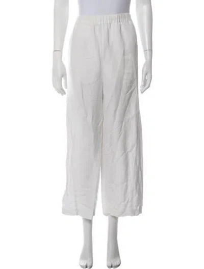 Pre-owned Roucha Linen Wide Leg Pants In White
