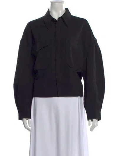 Pre-owned Roucha Long Sleeve Button-up Top In Black