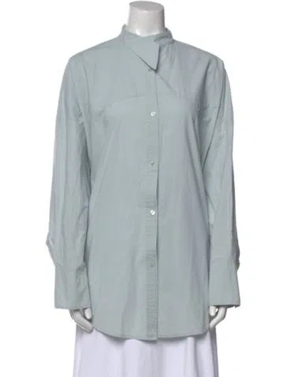 Pre-owned Roucha Long Sleeve Button-up Top In Blue
