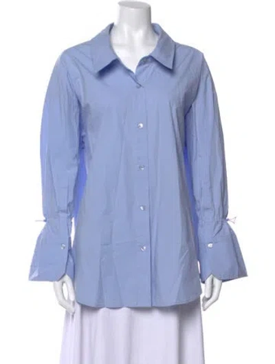 Pre-owned Roucha Long Sleeve Button-up Top In Blue