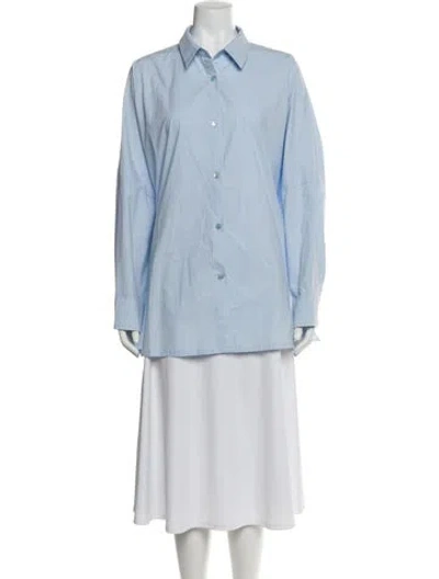 Pre-owned Roucha Long Sleeve Button-up Top In Blue