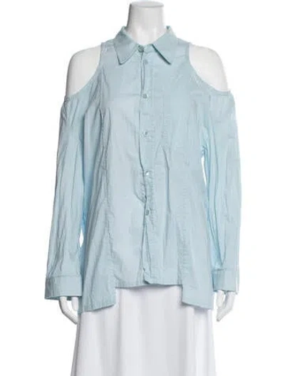 Pre-owned Roucha Long Sleeve Button-up Top In Blue