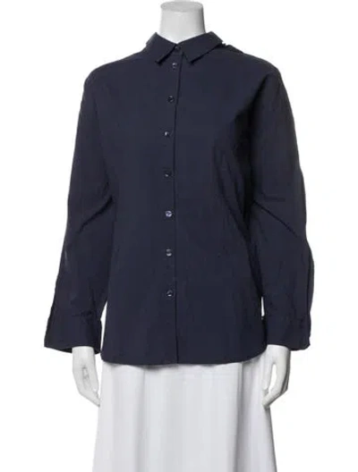Pre-owned Roucha Long Sleeve Button-up Top In Blue