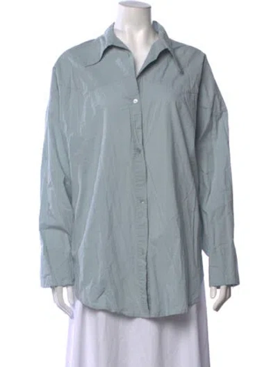 Pre-owned Roucha Long Sleeve Button-up Top In Blue