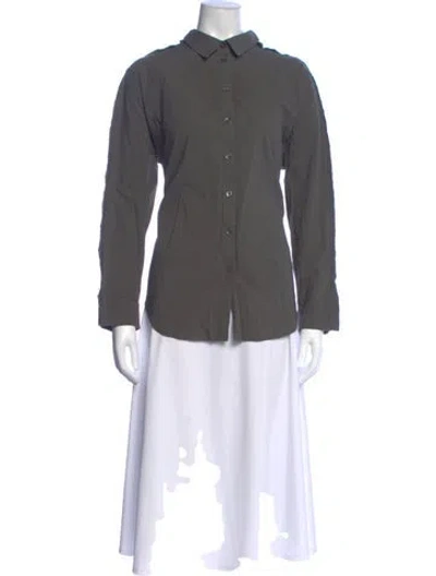 Pre-owned Roucha Long Sleeve Button-up Top In Gray