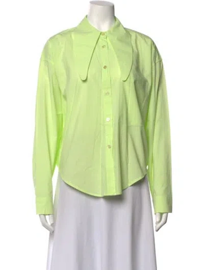 Pre-owned Roucha Long Sleeve Button-up Top In Green