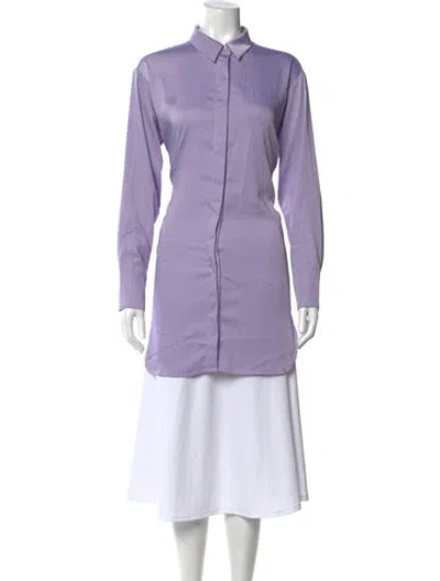 Pre-owned Roucha Long Sleeve Button-up Top In Purple