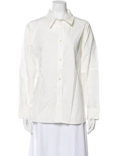 Pre-owned Roucha Long Sleeve Button-up Top In White