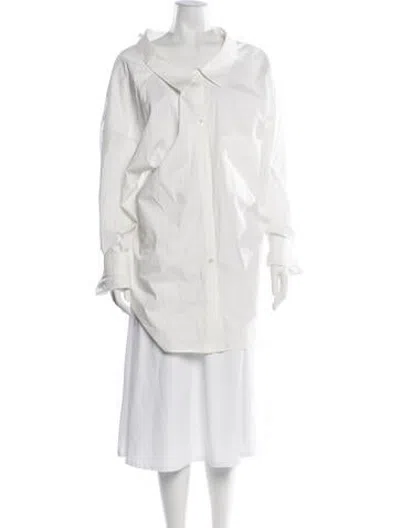 Pre-owned Roucha Long Sleeve Button-up Top In White