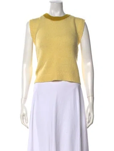 Pre-owned Roucha Merino Wool Crew Neck Sweater In Yellow