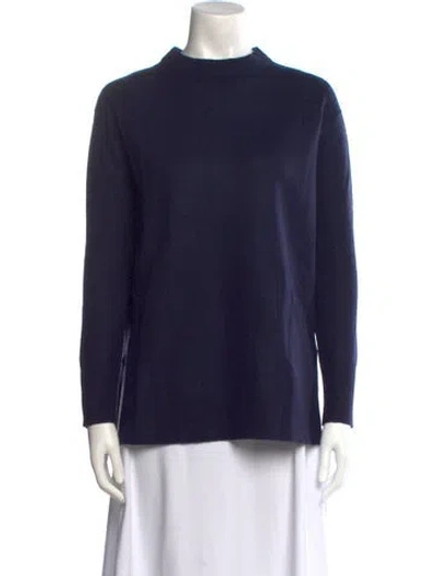 Pre-owned Roucha Merino Wool Mock Neck Sweater In Blue