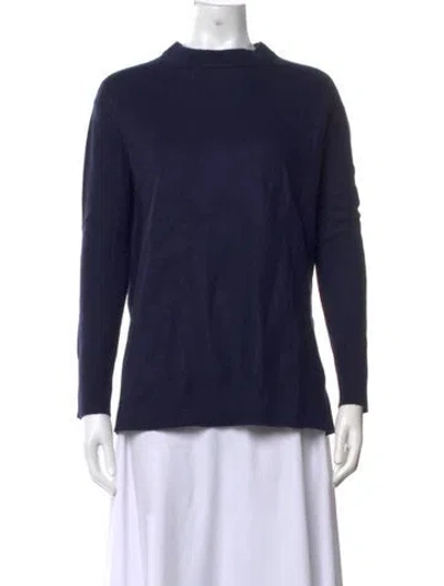 Pre-owned Roucha Merino Wool Mock Neck Sweater In Blue
