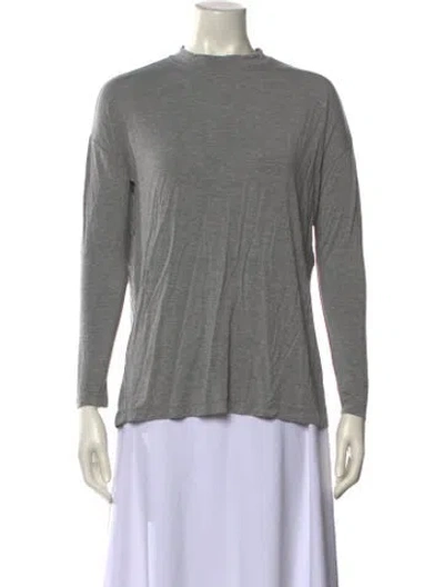 Pre-owned Roucha Merino Wool Mock Neck T-shirt In Gray