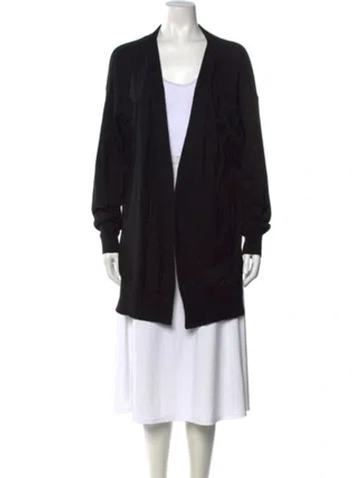 Pre-owned Roucha Merino Wool Open Front Sweater In Black