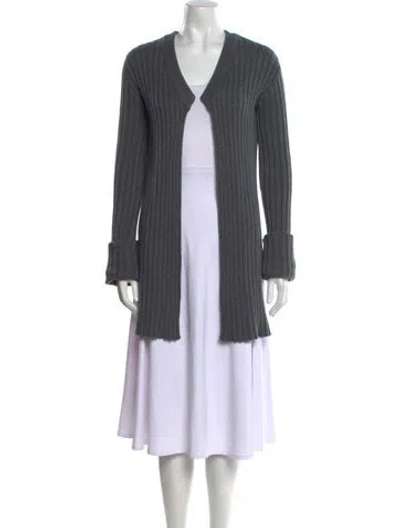 Pre-owned Roucha Merino Wool Open Front Sweater In Gray