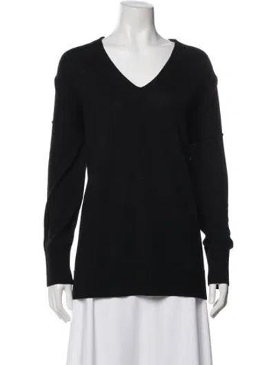 Pre-owned Roucha Merino Wool V-neck Sweatshirt In Black